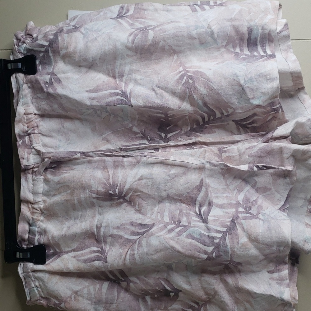 Cloth & Stone Palm Print High Rise Drawstring Elstatic Waist Linen Shorts Large - Picture 5 of 7